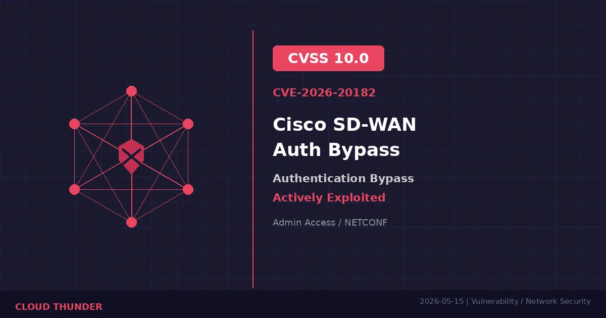 Cisco SD-WAN Controller Authentication Bypass CVE-2026-20182